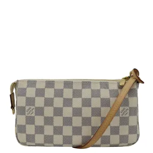 LOUIS VUITTON Damier Azur Pochette Accessories Pouch White