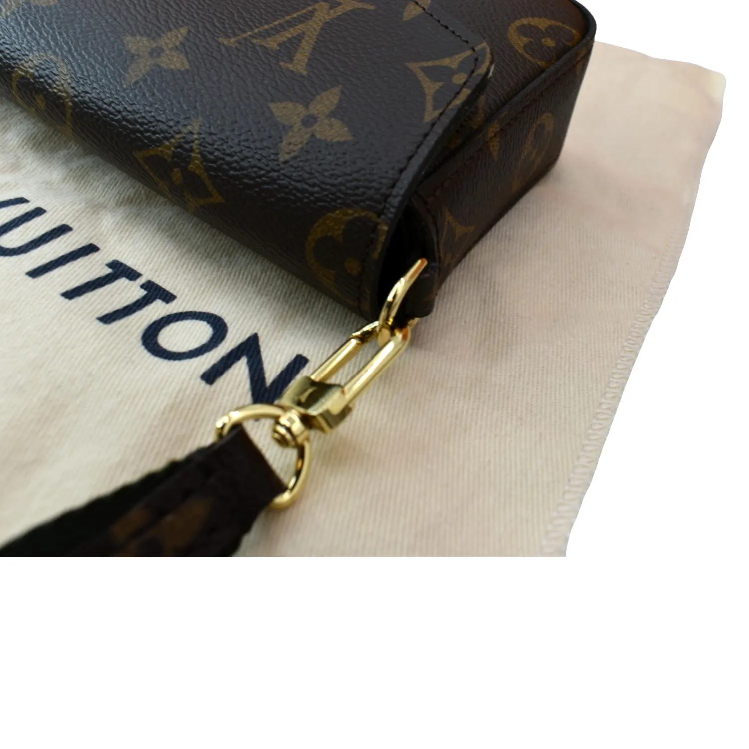 LOUIS VUITTON Felicie Strap & Go Pochette Monogram Canvas Shoulder Bag Brown
