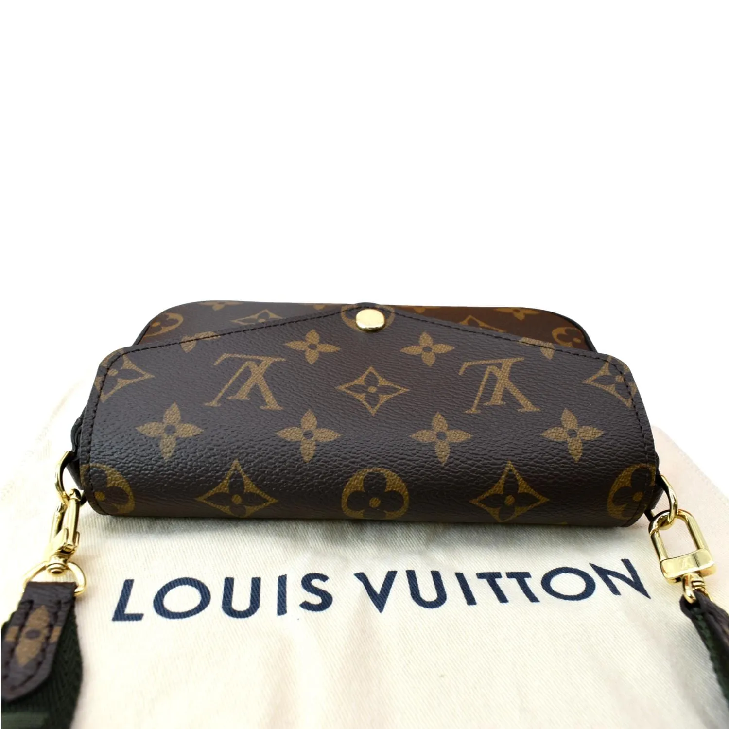 LOUIS VUITTON Felicie Strap & Go Pochette Monogram Canvas Shoulder Bag Brown