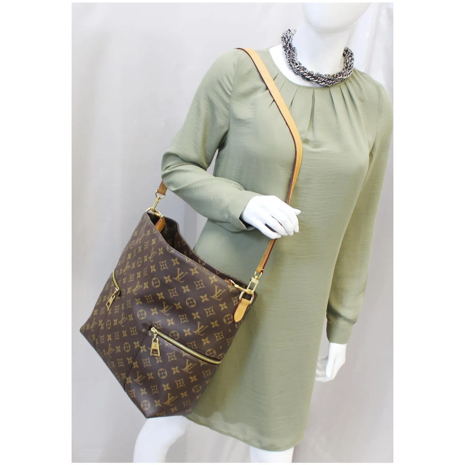 LOUIS VUITTON Melie Monogram Canvas Hobo Shoulder Bag Brown