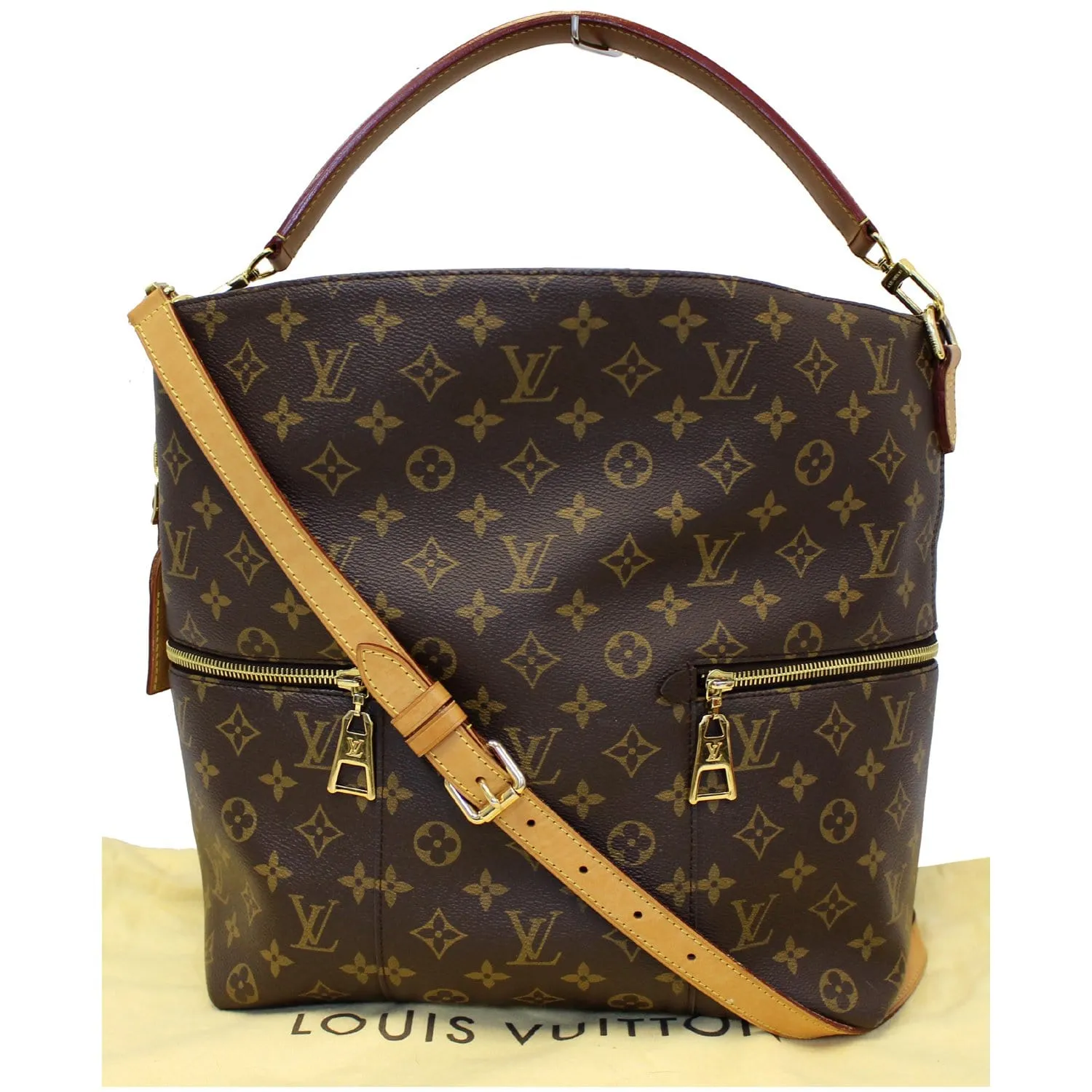 LOUIS VUITTON Melie Monogram Canvas Hobo Shoulder Bag Brown