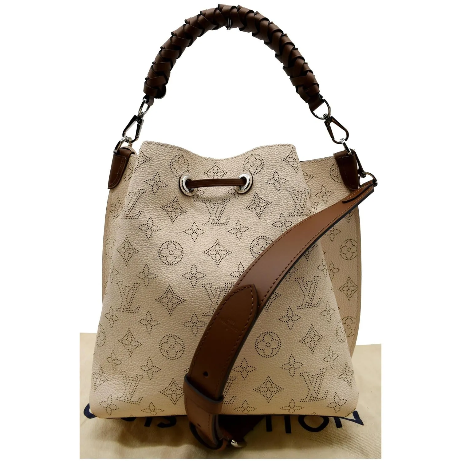 LOUIS VUITTON Muria Mahina Perforated Leather Shoulder Bag Cream - 10% OFF