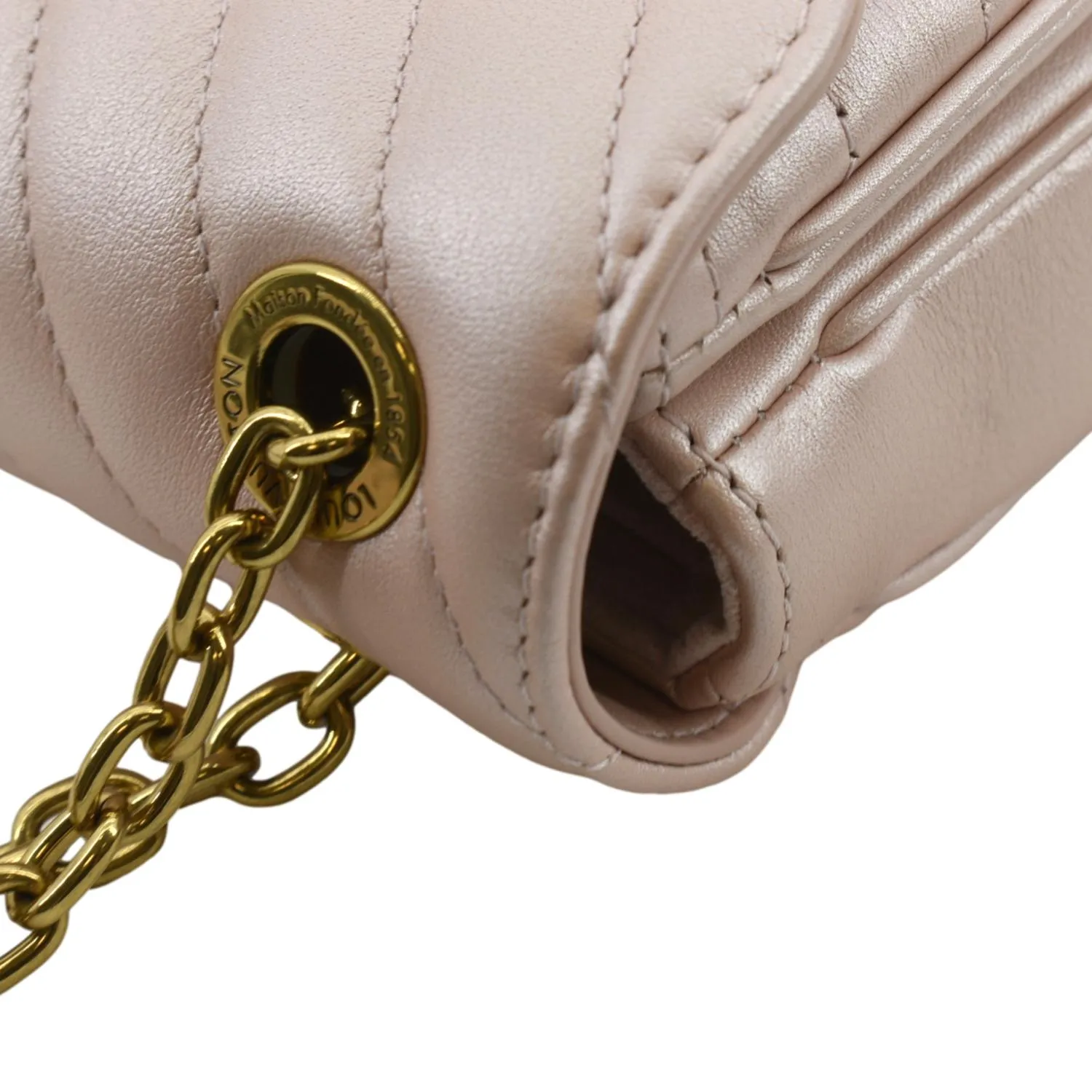 LOUIS VUITTON New Wave PM Quilted Leather Chain Crossbody Bag Rose Blossom