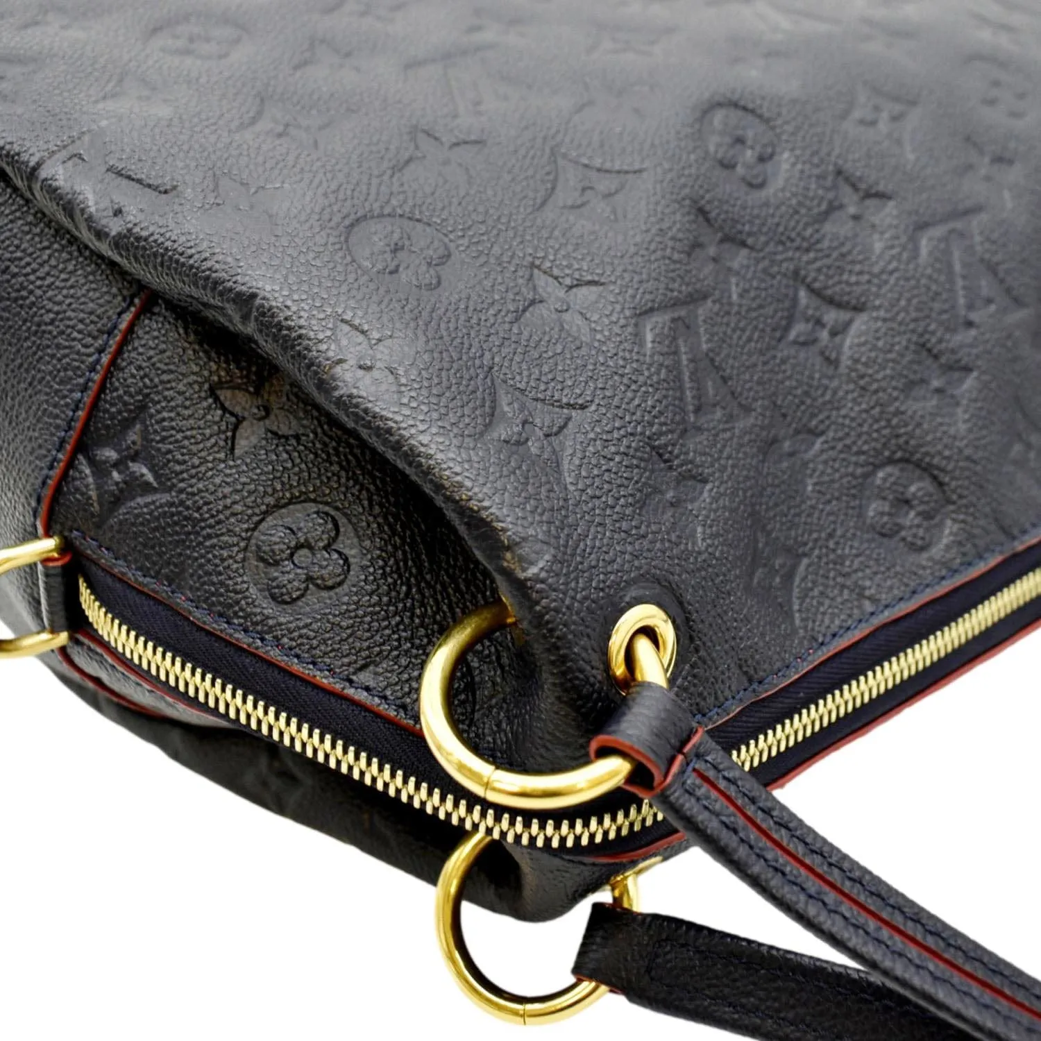 LOUIS VUITTON Ponthieu PM Empreinte Leather Shoulder Bag Navy Blue