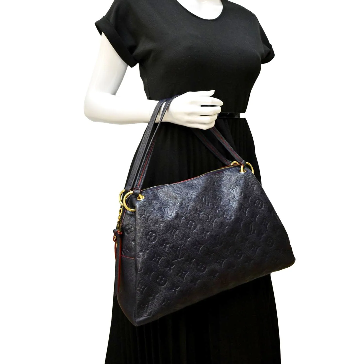 LOUIS VUITTON Ponthieu PM Empreinte Leather Shoulder Bag Navy Blue