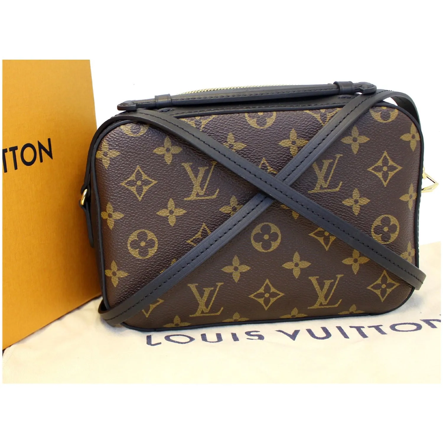 LOUIS VUITTON Saintonge Monogram Canvas Shoulder Bag Noir Black