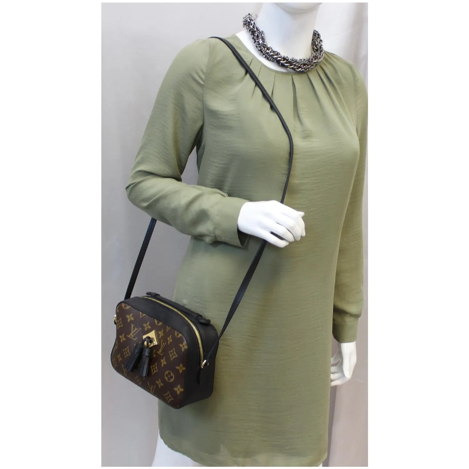 LOUIS VUITTON Saintonge Monogram Canvas Shoulder Bag Noir Black