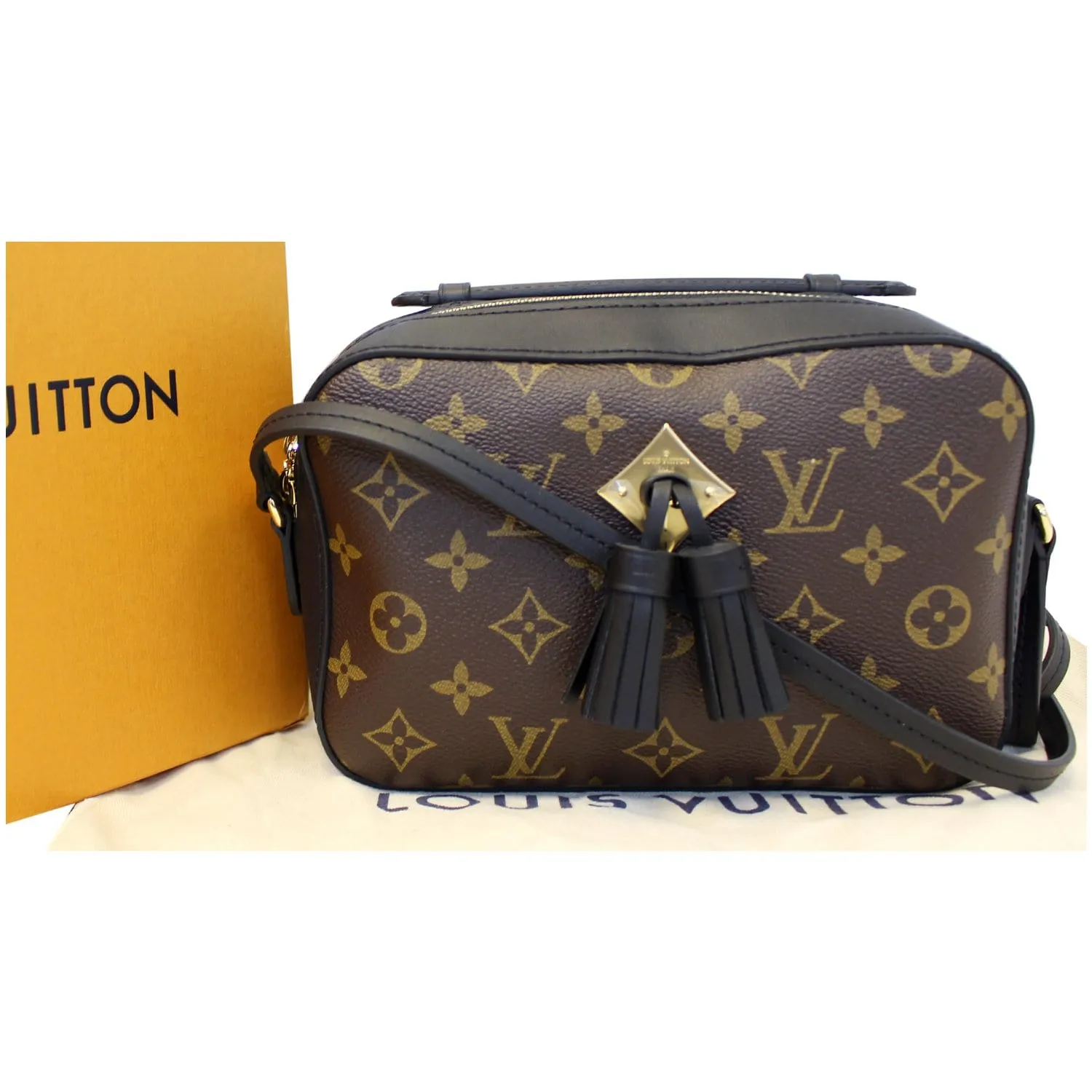 LOUIS VUITTON Saintonge Monogram Canvas Shoulder Bag Noir Black