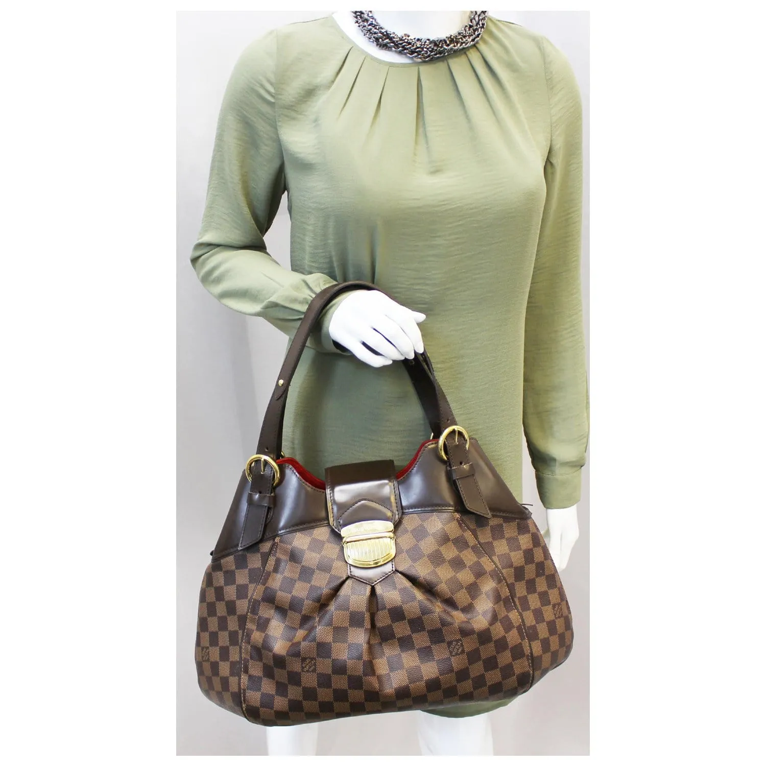 LOUIS VUITTON Sistina GM Damier Ebene Shoulder Handbag