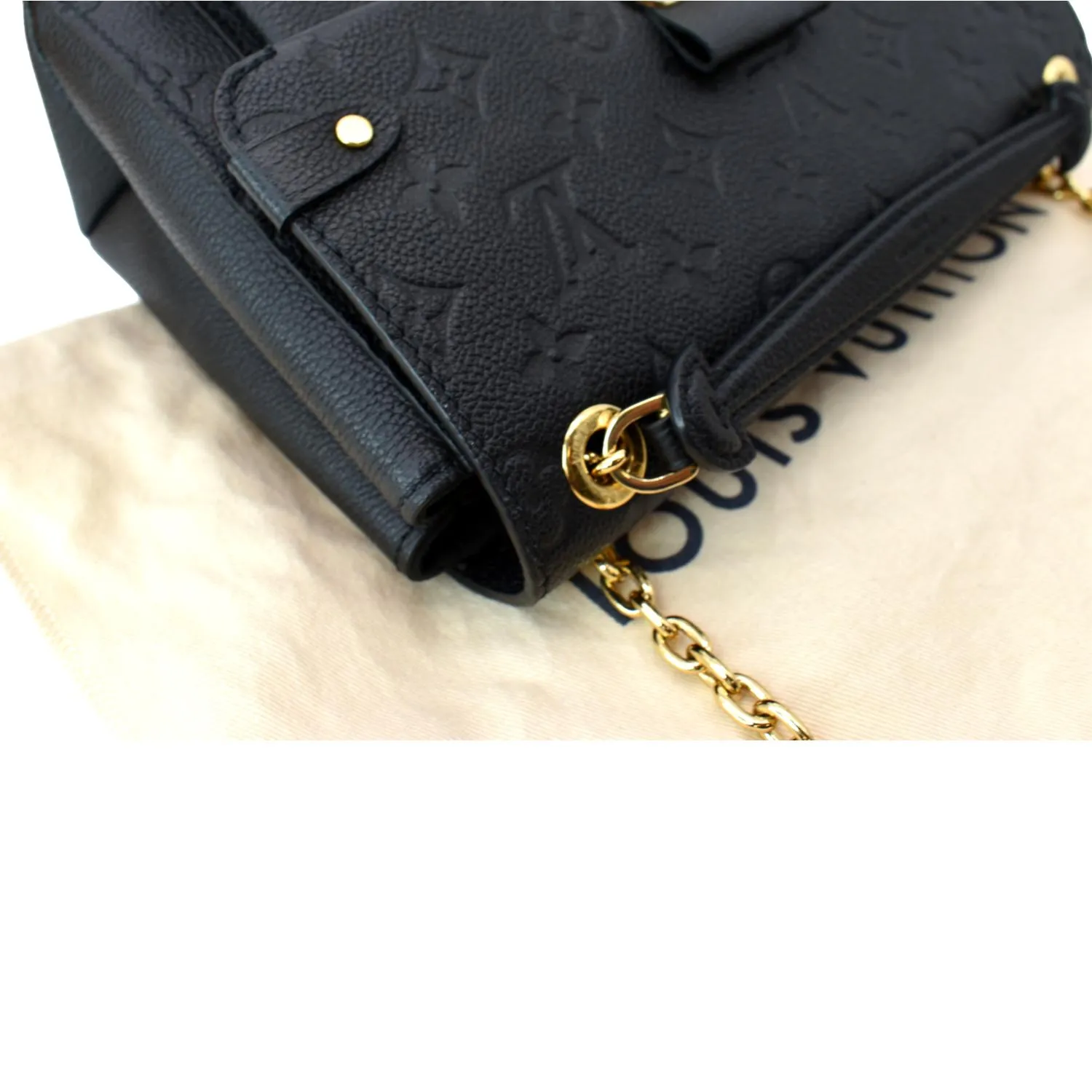 LOUIS VUITTON Vavin PM Monogram Empreinte Leather Shoulder Bag Black