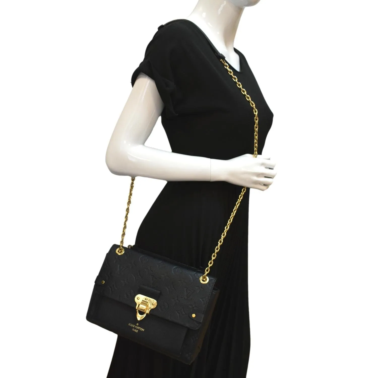 LOUIS VUITTON Vavin PM Monogram Empreinte Leather Shoulder Bag Black