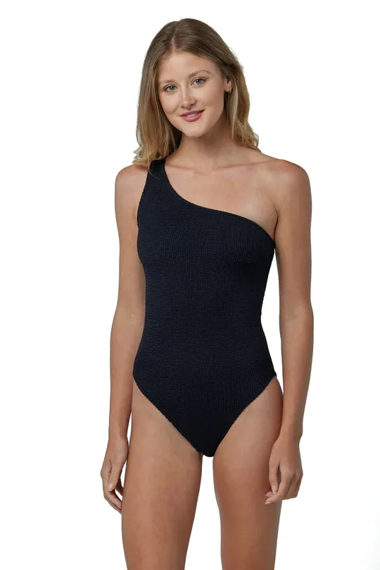 LOVE & BIKINIS Amalfi Coast One Shoulder One Piece - Black