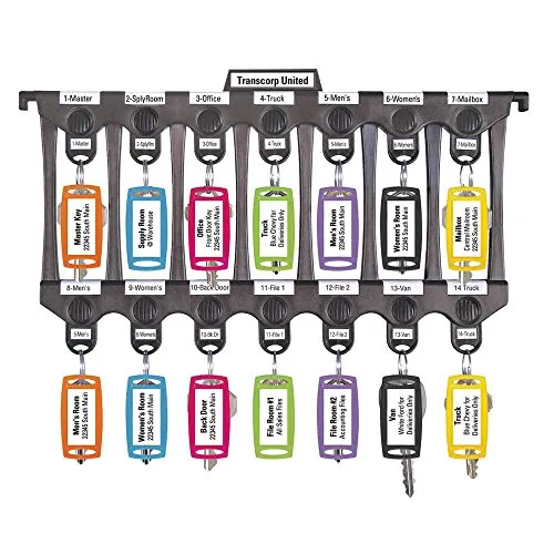 Lucky Line File-A-Key Letter Size - Holds 14 Units, Black w/Assorted Colored Tags, 1 Pack (60800)