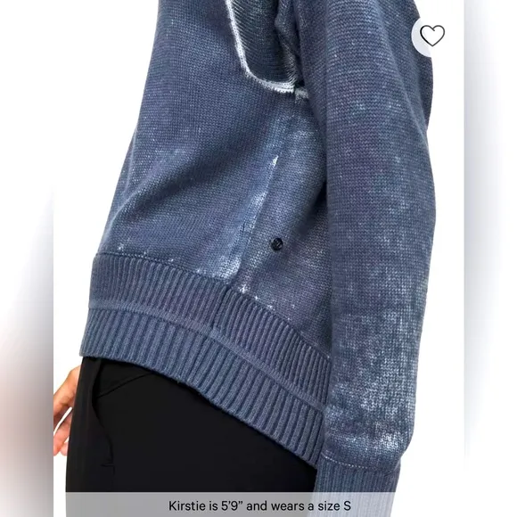 Lululemon Hazy Day Sweater Shadow Almost Blue Cashmere Cashlu Cropped Size M