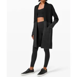Lululemon Restful Intentions Sweater Wrap Black / Heathered Core Black size 12