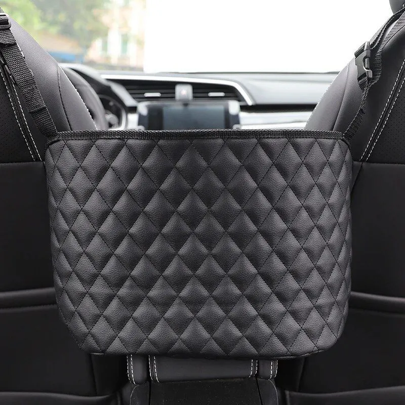 Luxury Crystal Rhinestone Car Seat Organizer with Multi-Pockets