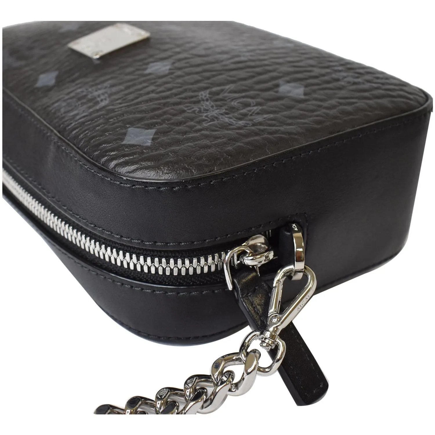MCM Visetos Camera Monogram Leather Crossbody Bag Black