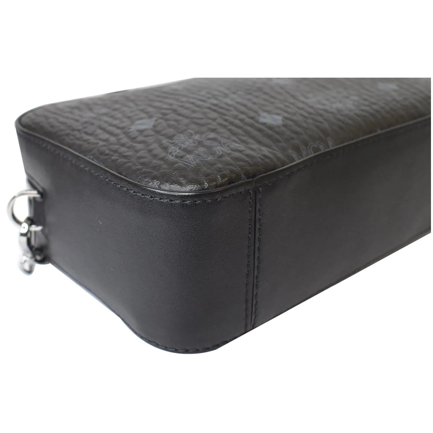 MCM Visetos Camera Monogram Leather Crossbody Bag Black