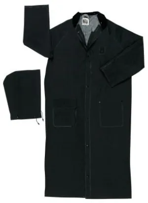 MCR Safety Classic Plus Rider Rain Coat, 0.35 mm PVC/Polyester, Black, 60 in Small, 267CS