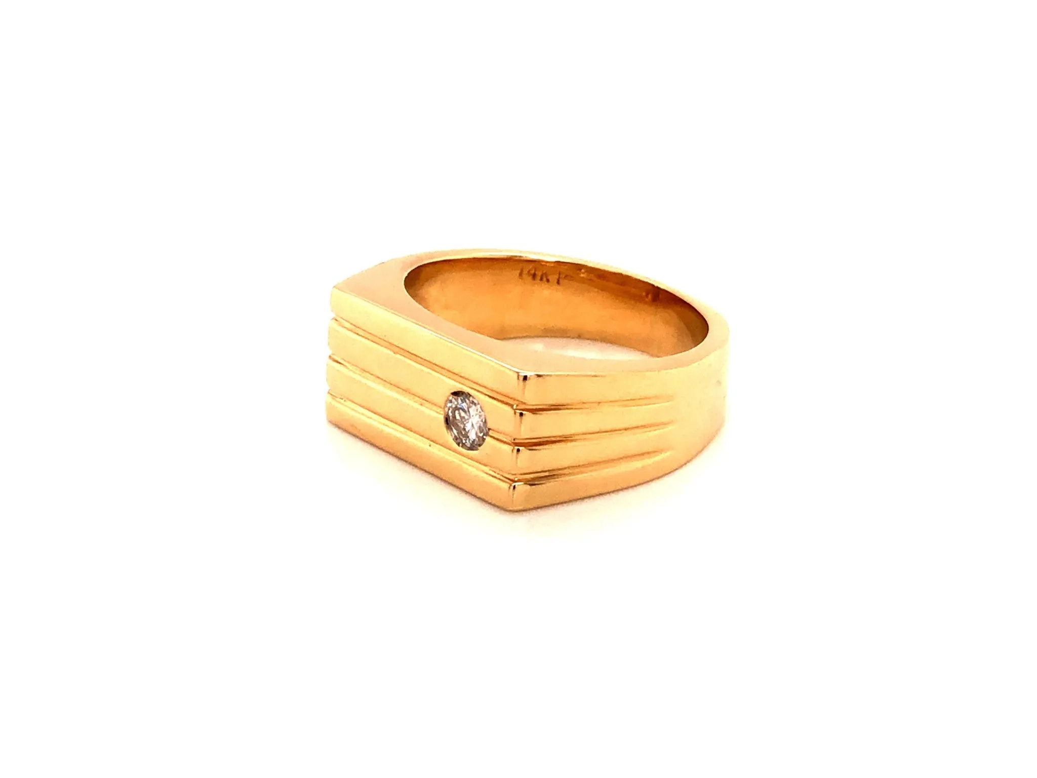 Men's Diamond Pinky Ring in 14k Yellow Gold