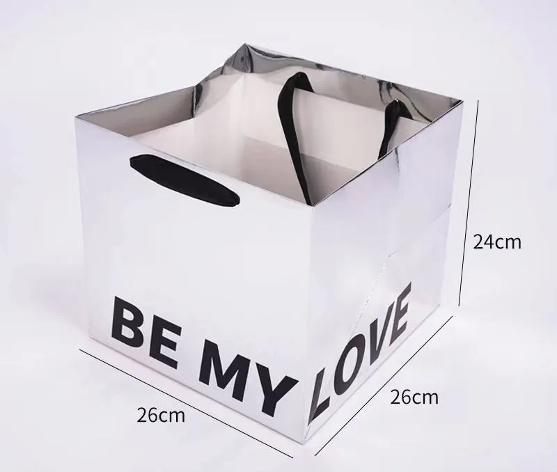 Metallic silver Flower Bag with handle