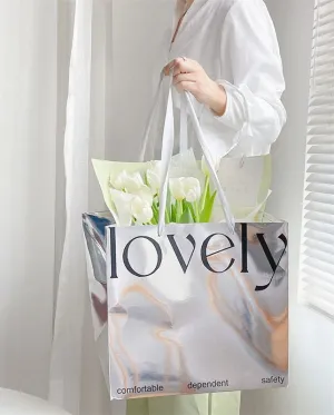 Metallic silver Flower Bag with handle