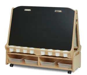 Millhouse Double-sided 4 Station Chalk/Whiteboard Easel with Low Storage Trolley