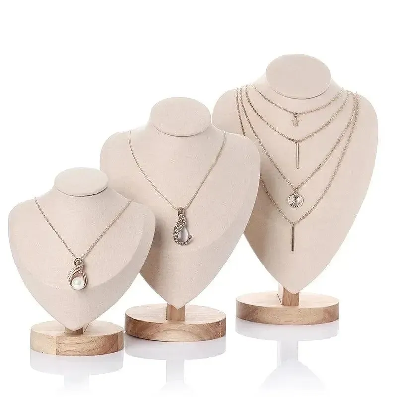 Model Bust Show Exhibitor Velvet Jewelry Display Pendants Mannequin Jewelry Necklace Stand Organizer 3 Colors