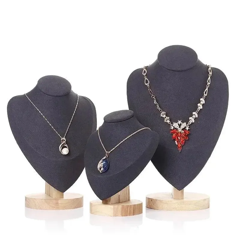Model Bust Show Exhibitor Velvet Jewelry Display Pendants Mannequin Jewelry Necklace Stand Organizer 3 Colors
