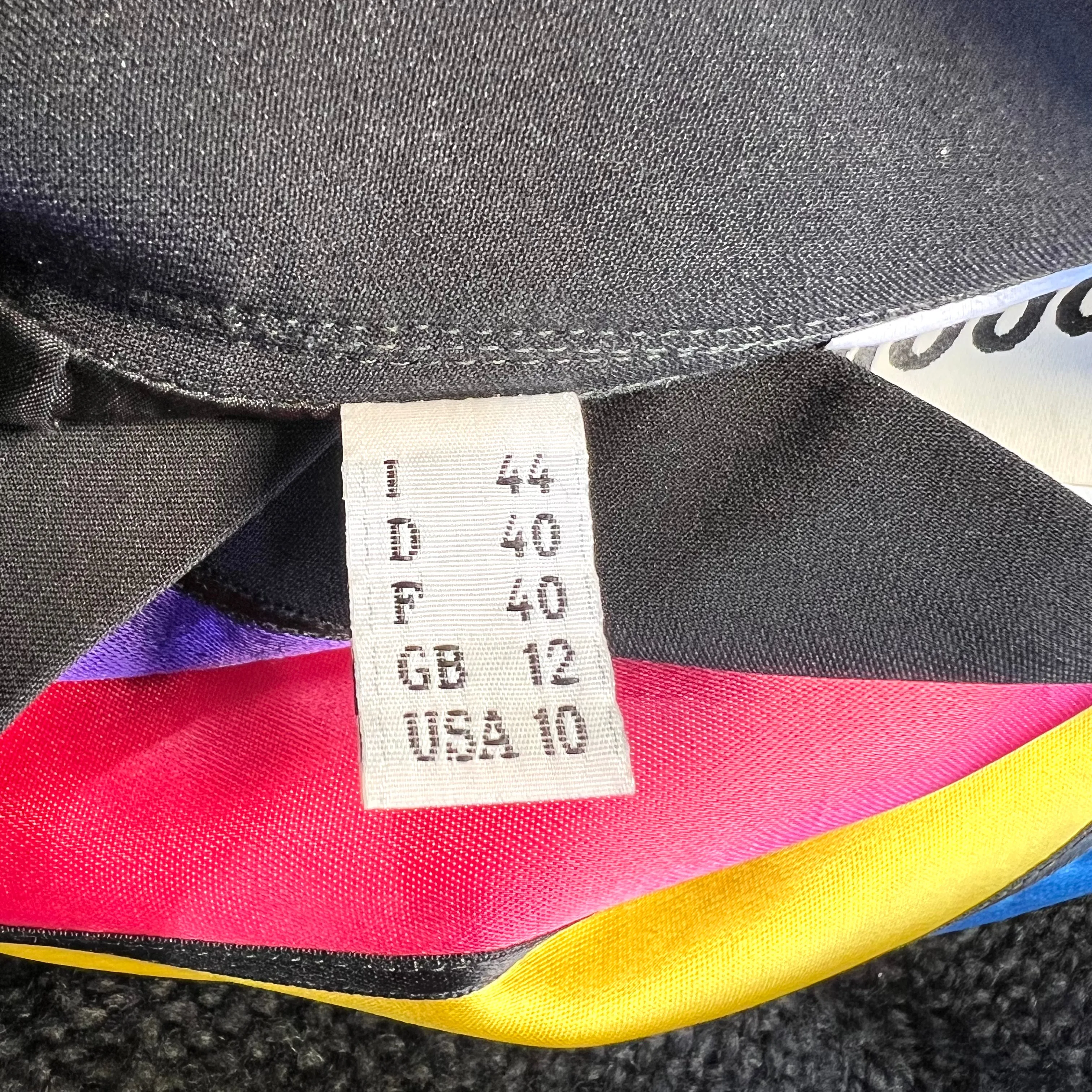Moschino Couture! Rare Spring 1993 Rainbow Stripe Satin Ribbon Skirt