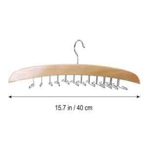 Multifunctional Premium Wooden Necktie Tie Hanger Rack Scarf Organizer Holder with 24 Hooks