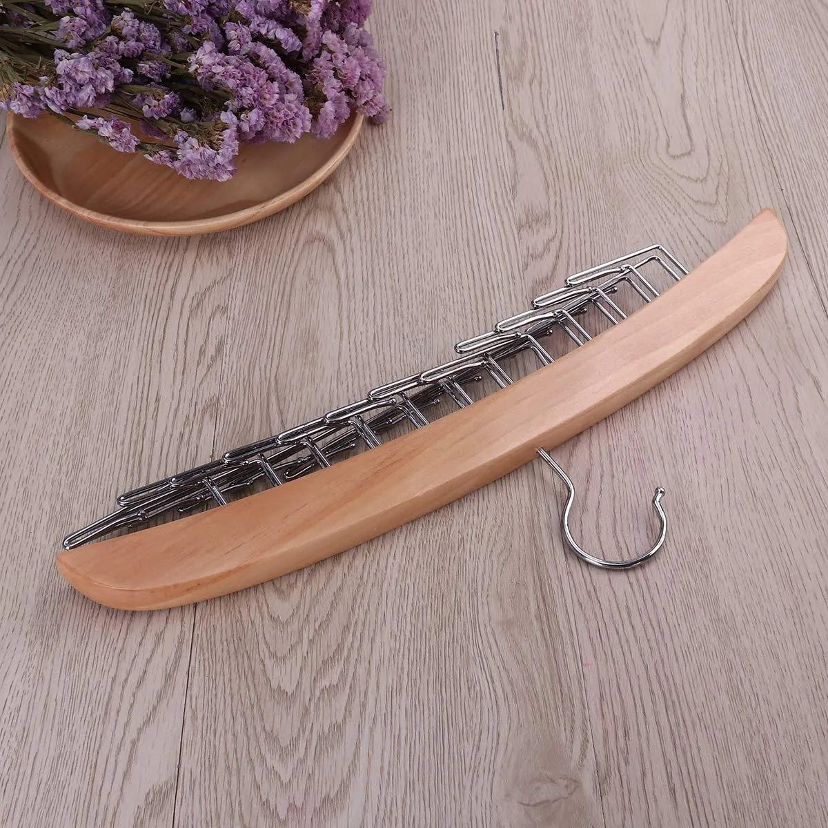 Multifunctional Premium Wooden Necktie Tie Hanger Rack Scarf Organizer Holder with 24 Hooks
