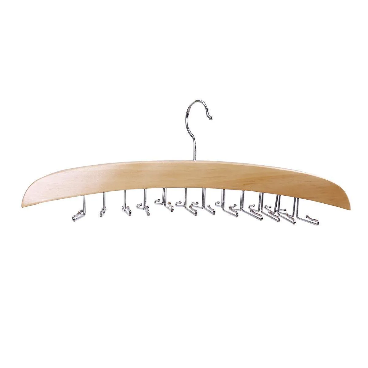 Multifunctional Premium Wooden Necktie Tie Hanger Rack Scarf Organizer Holder with 24 Hooks
