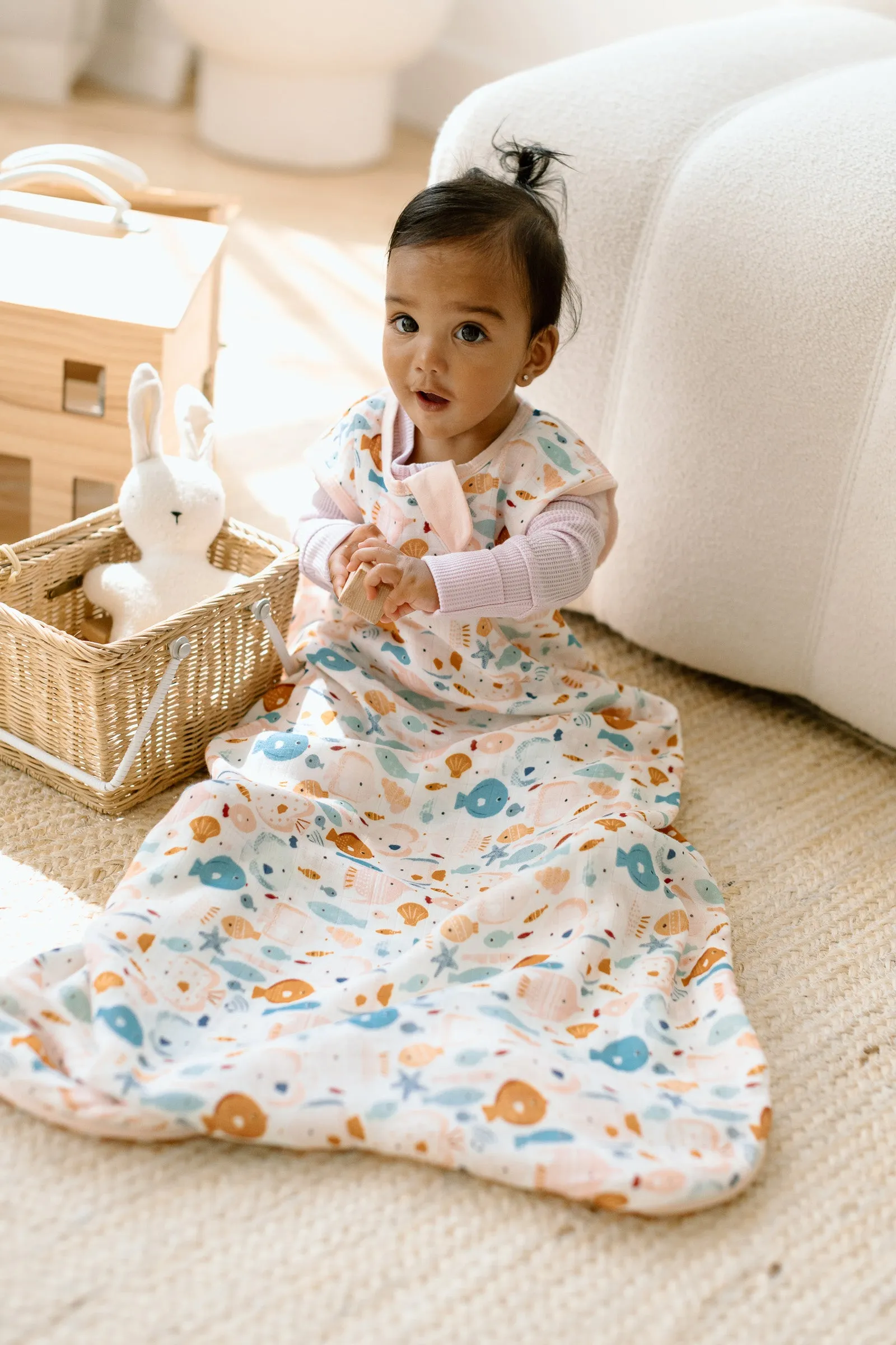 Muslin Lightweight Sleep Bag 0.5 TOG - Sun Kissed Shoal
