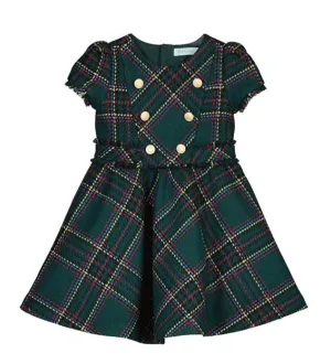 NEW AW24 Abel and Lula Bottle Green Plaid Dress 5525