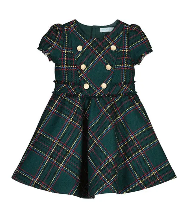 NEW AW24 Abel and Lula Bottle Green Plaid Dress 5525