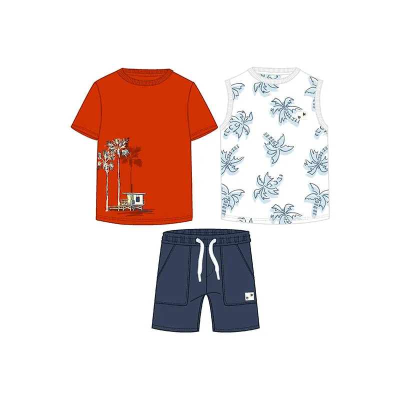 NEW SS25 Mayoral Boys 3 Piece Shorts Set 3606 Red/94