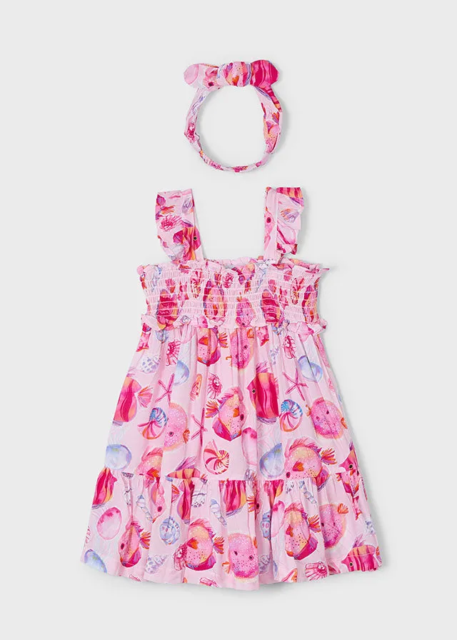NEW SS25 Mayoral Girls Sun Dress 3939 Magenta/46