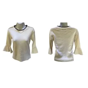 NEW TopShop Cream &amp; Black Trim Crew Neck Sweater