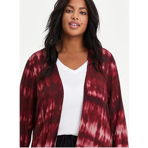 New Torrid WINE TIE DYE GAUZE KIMONO