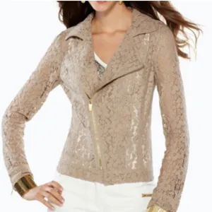 New with tags Chico’s Black Label tan lace jacket