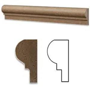 Noce Travertine Honed 2 X 12 OG-1 Chair Rail Liner Trim - Box of 5 pcs.
