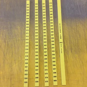 Number Strips for Slot File (100/Set)
