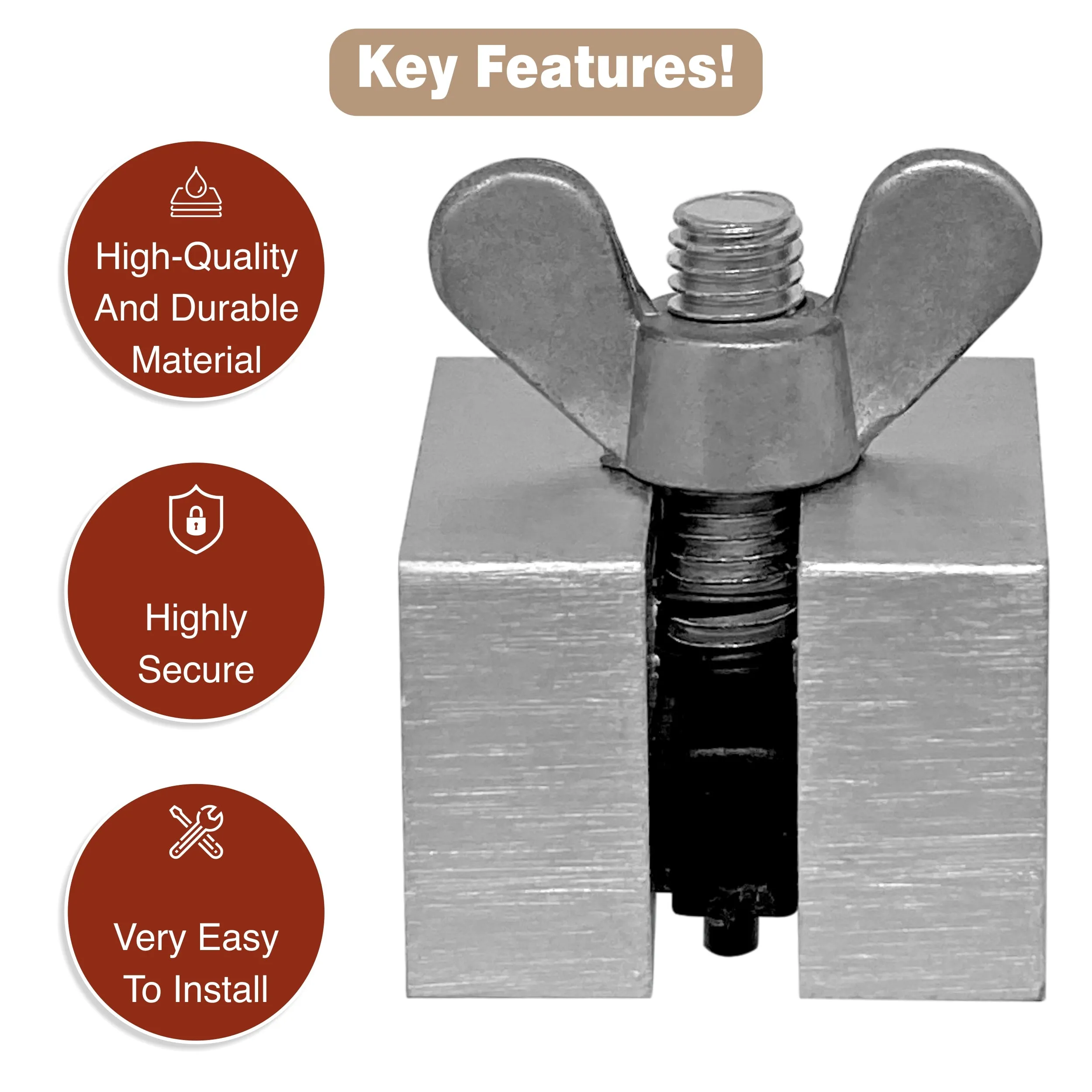NUSET No-Mar Sliding Window Lock, Wing Screw, Aluminum