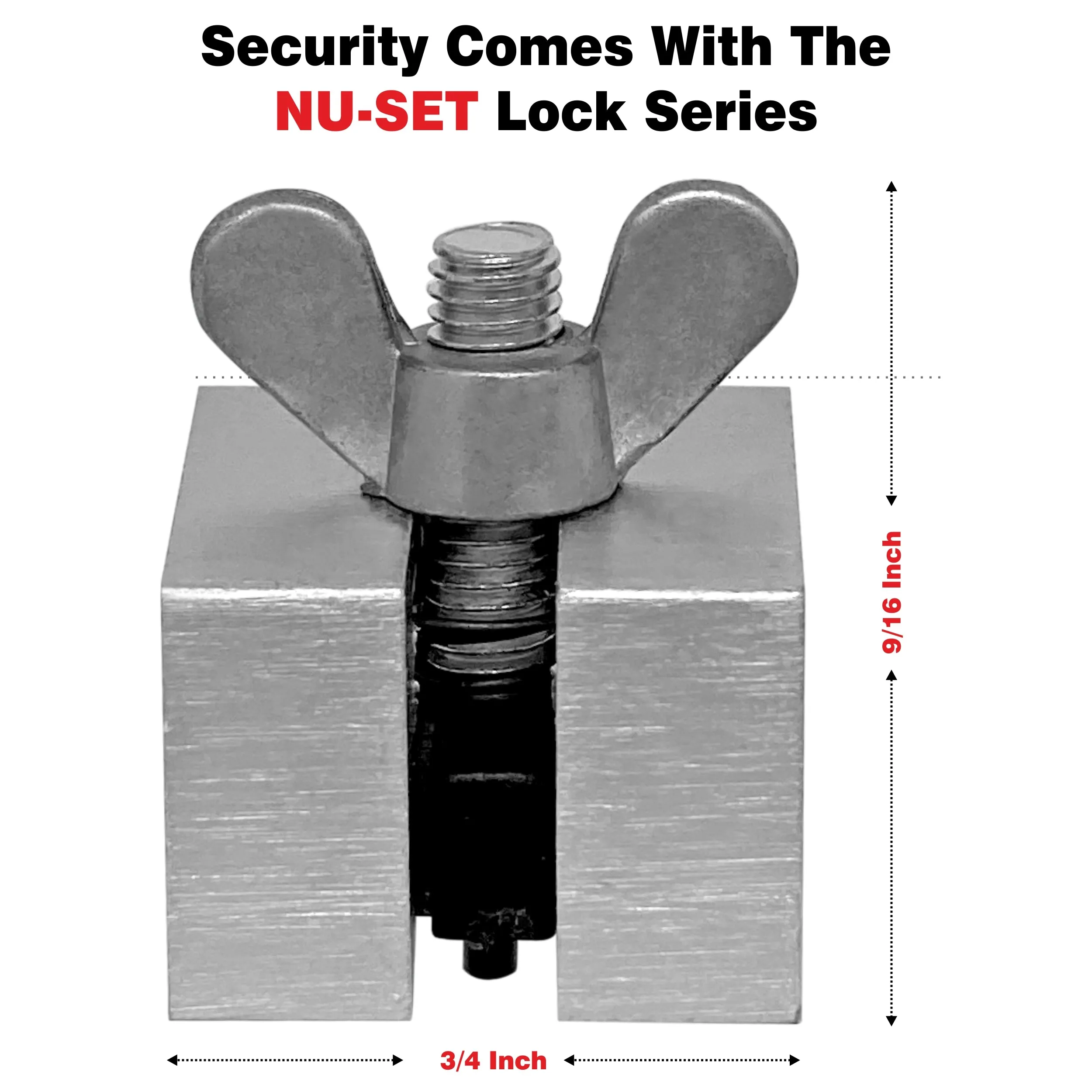 NUSET No-Mar Sliding Window Lock, Wing Screw, Aluminum