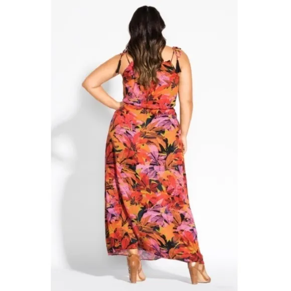 NWT City Chic Sunrise Floral Tie Strap Maxi Dress