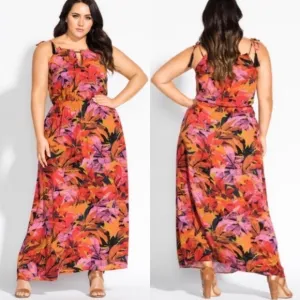 NWT City Chic Sunrise Floral Tie Strap Maxi Dress