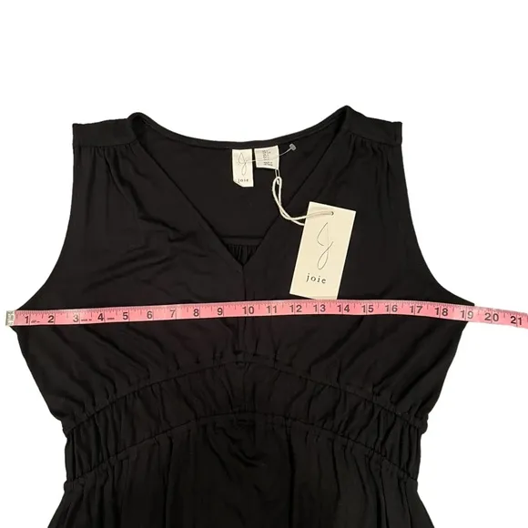 NWT Joie Black Sleeveless V Neck Midi Dress