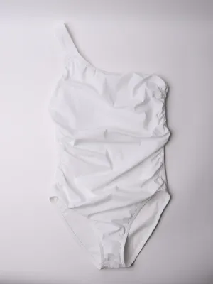 One Shoulder With Shelf Bra In White