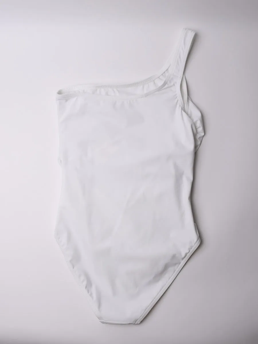 One Shoulder With Shelf Bra In White